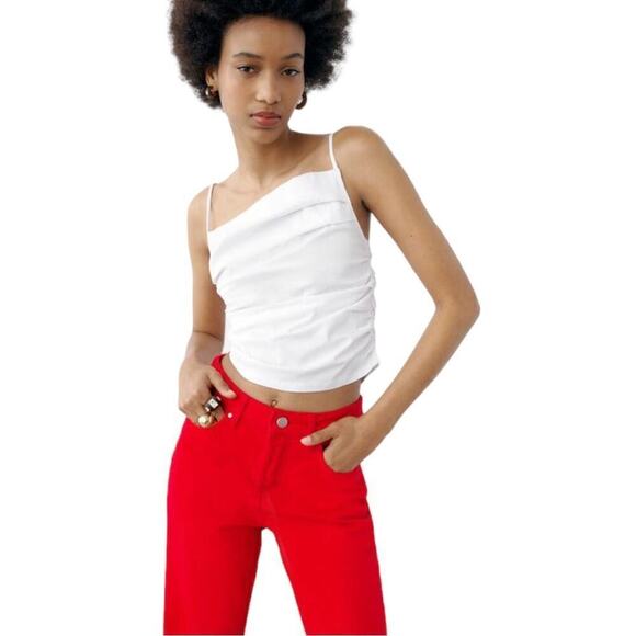 ZARA Z1975 HIGH RISE STRAIGHT LEG RED DENIM JEANS 6147/080 SIZE 4 - Picture 8 of 15